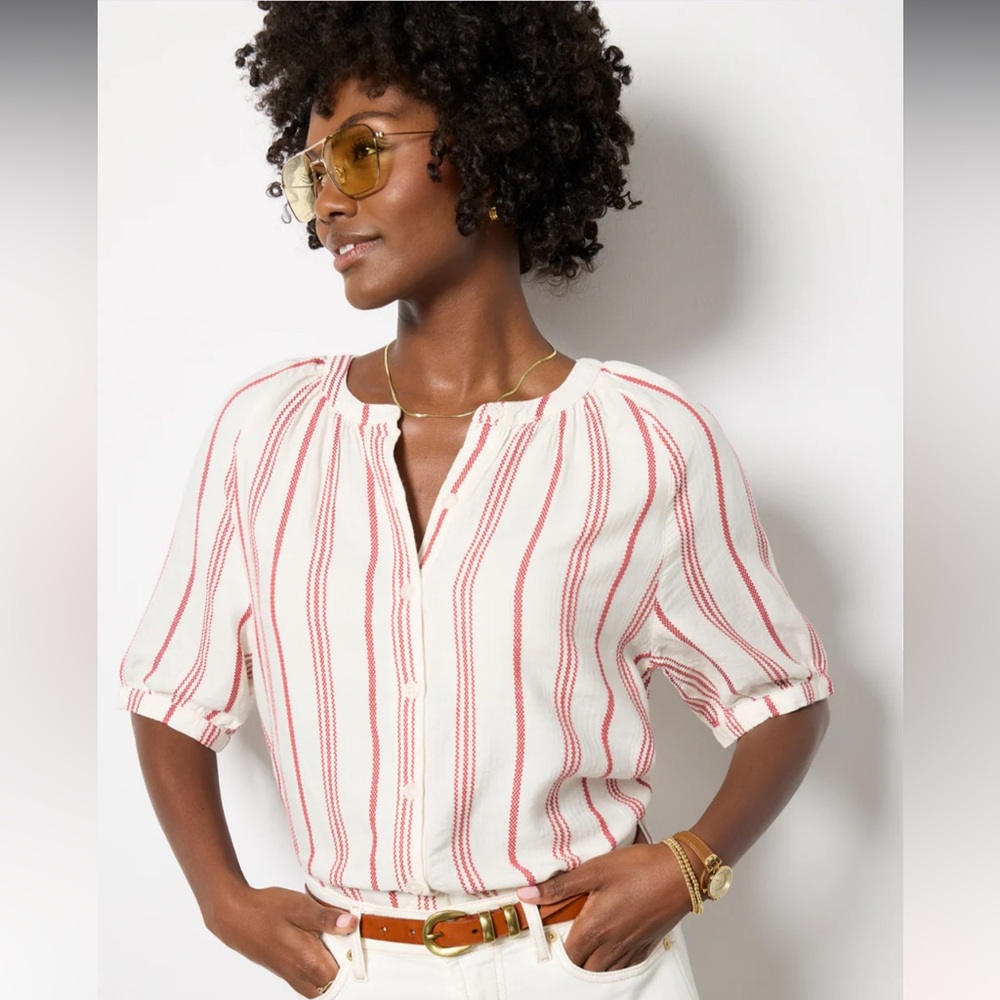 Like New Evereve Women's Lumi Split Neck Blouse Size XL